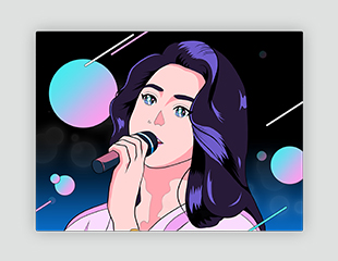 Retro Citypop Girl Singing